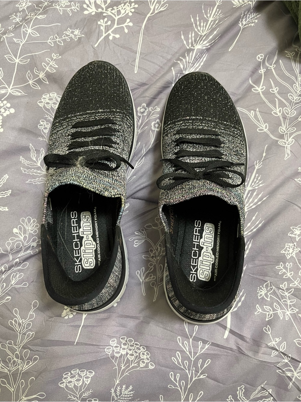 Skechers Men's Black & Gray Knit Lace-Up Slip-Ins Sneakers
